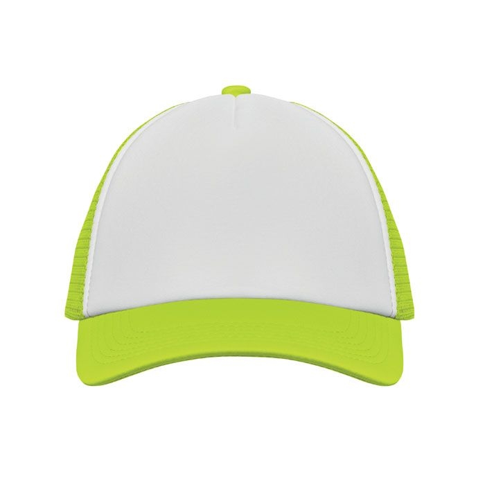 MO2269-84Bubble Trucker cap 5 panels_ weiss_neongelb