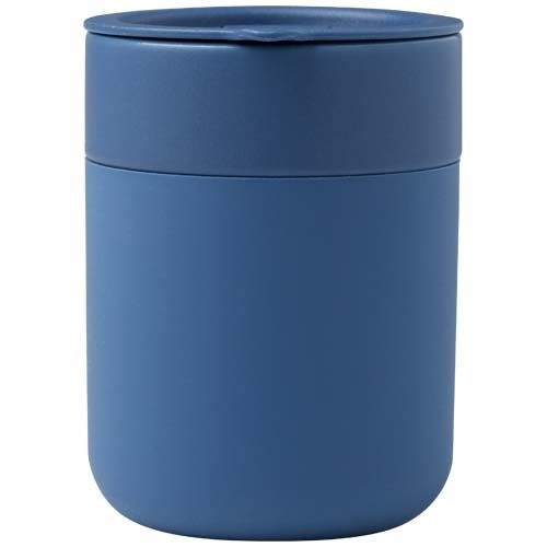 PF100808-2Java 330 ml Keramikbecher mit Silikonhuelle und Kunststoffdeckel_ blau