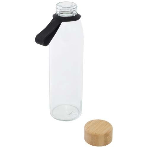 PF100853-5Porto 500 ml Glas-Flasche mit Silikongriff und Bambusdeckel _ schwarz