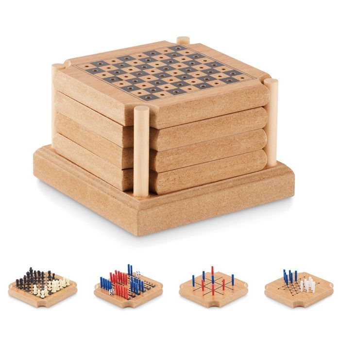 MO6382-40Coastgame Untersetzer-Set mit Spielen_ Holz