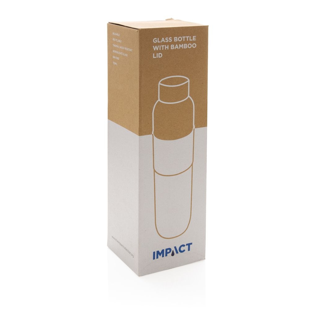 XDP436.77-0Impact Borosilikat-Glasflasche mit Bambusdeckel_ transparent