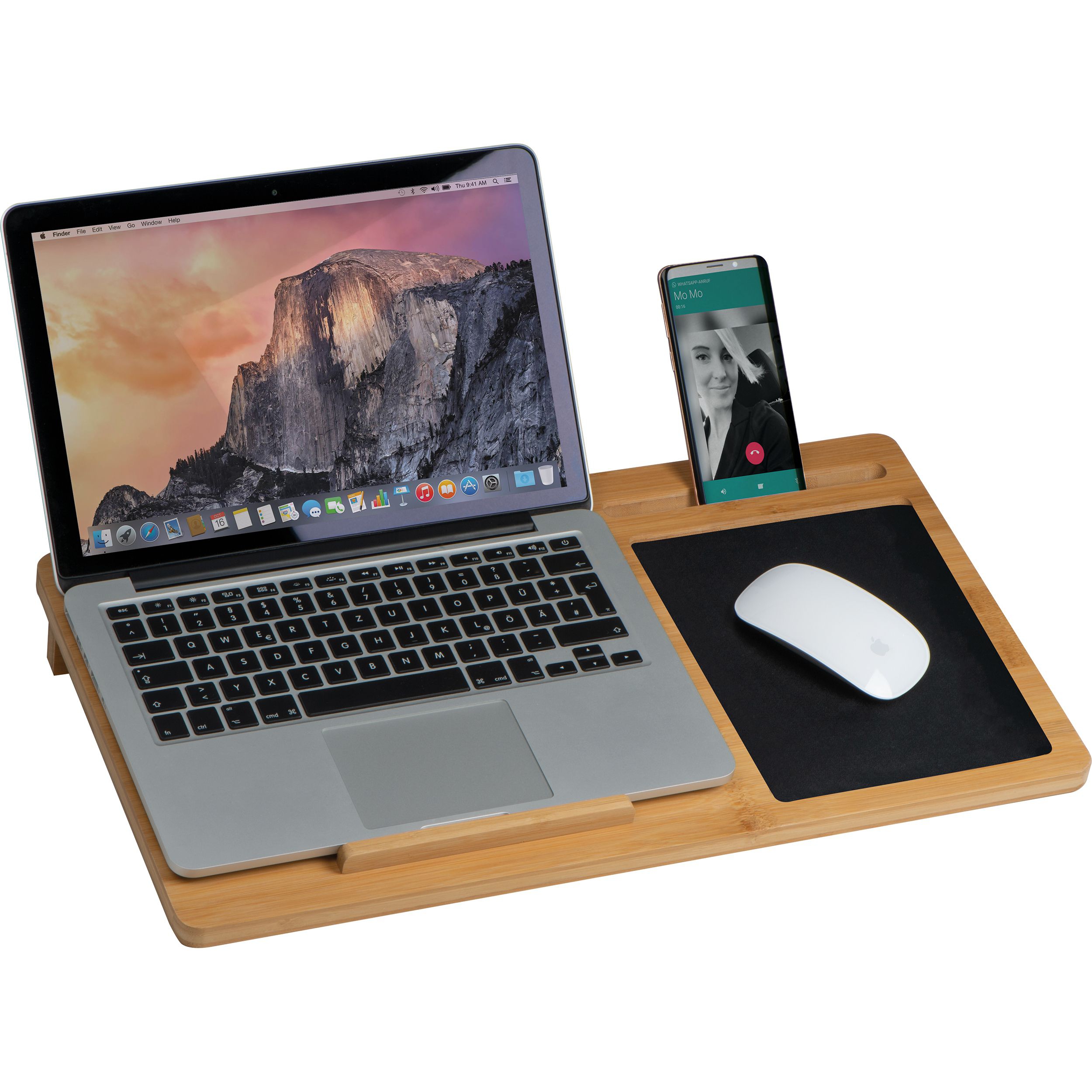 Laptopunterlage mit Mousepad und Handyhalter
