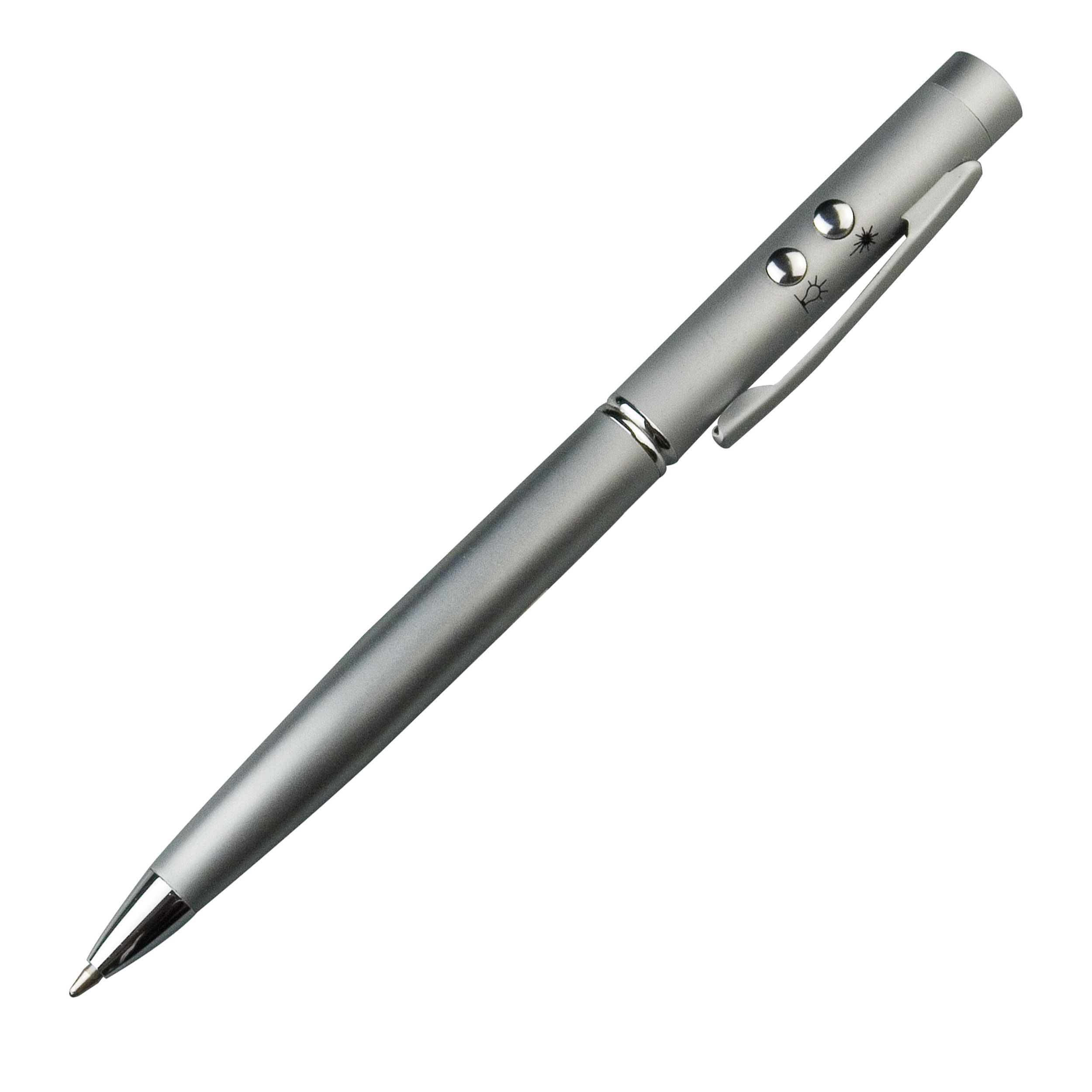 MA15318-07Laserpointer _ LED mit Kugelschreiber_ silbergrau