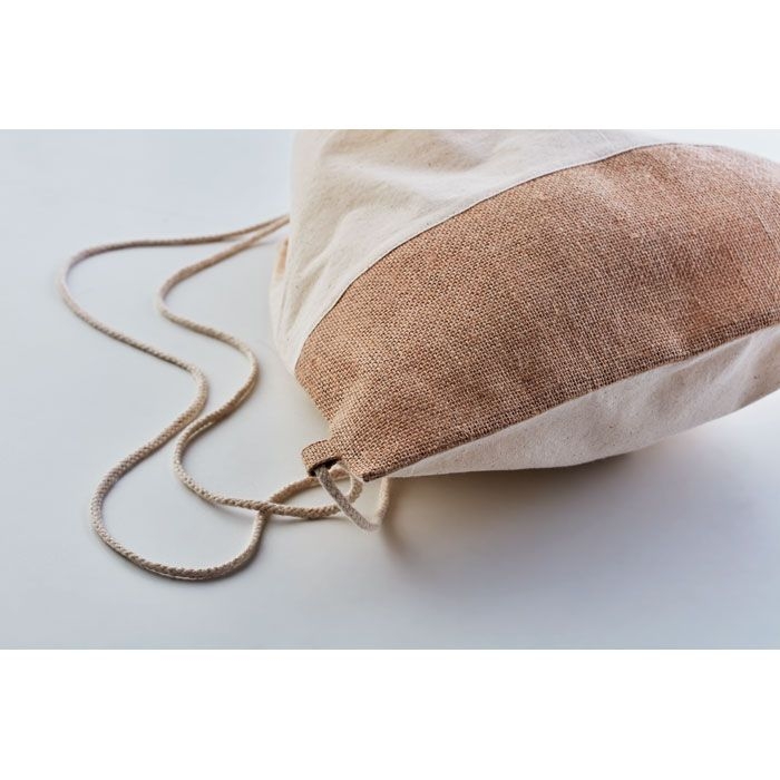 MO9516-13India Beutel mit Kordelzug Jute_ beige