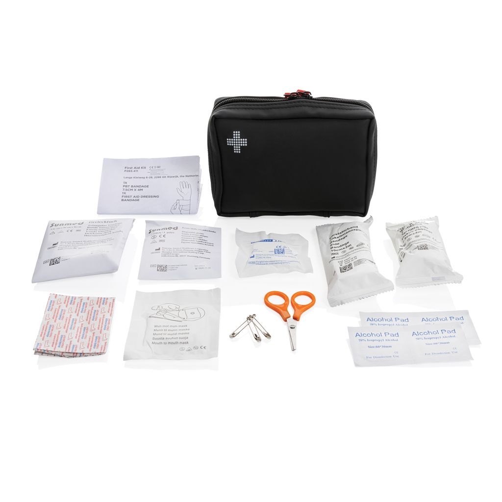 XDP265.41-1Erste-Hilfe-Set in RCS recycelter Nubuk-PU Tasche_ schwarz