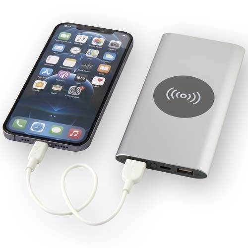 PF124385-3Juice 8000 mAh Typ-C kabellose Powerbank aus recyceltem Aluminium_ silber