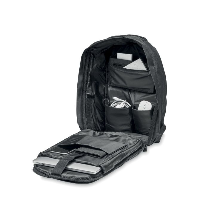 MO6157-03Munich Rucksack 600D RPET_ Schwarz