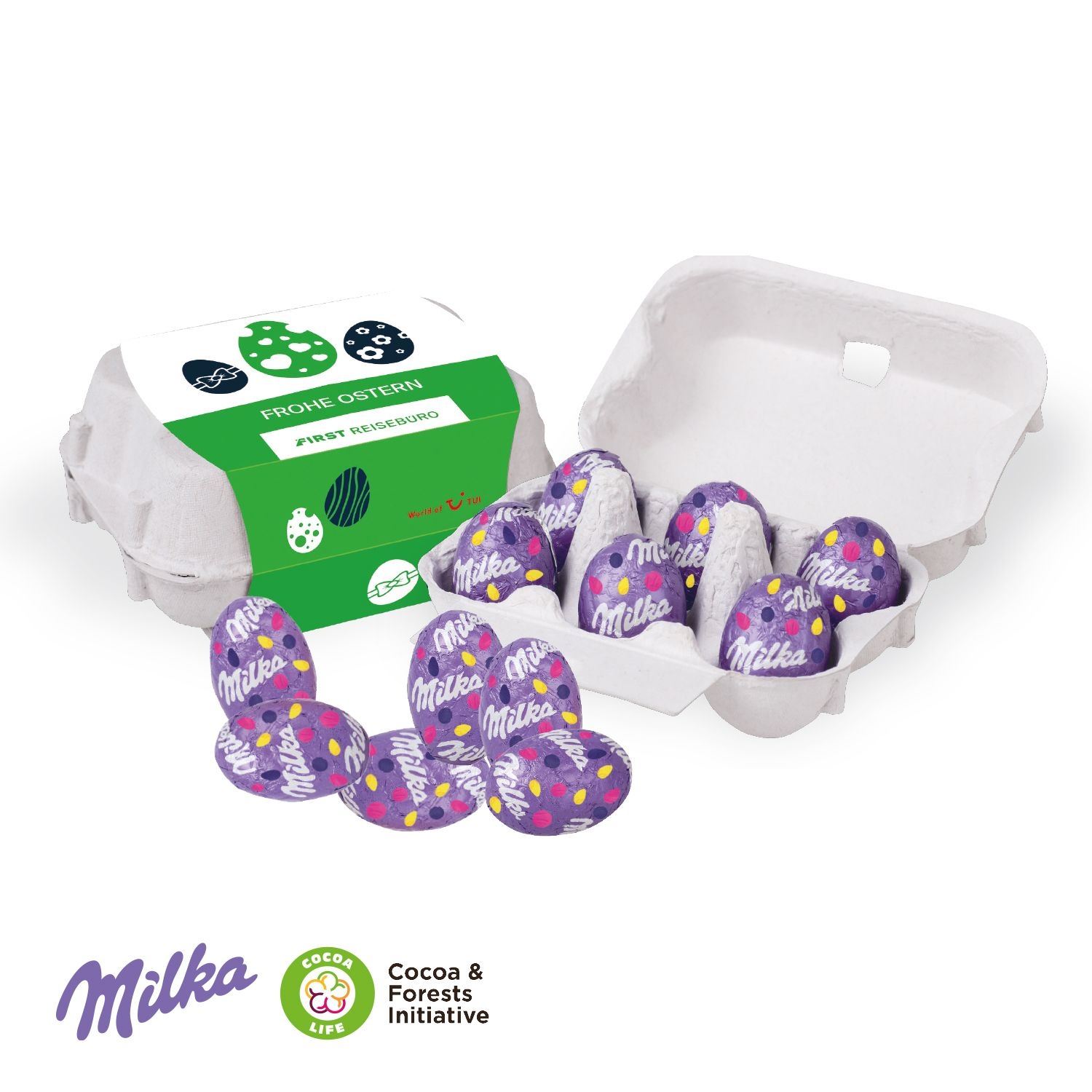 CD94537Schoko-Eier 6er mit Milka Schokolade