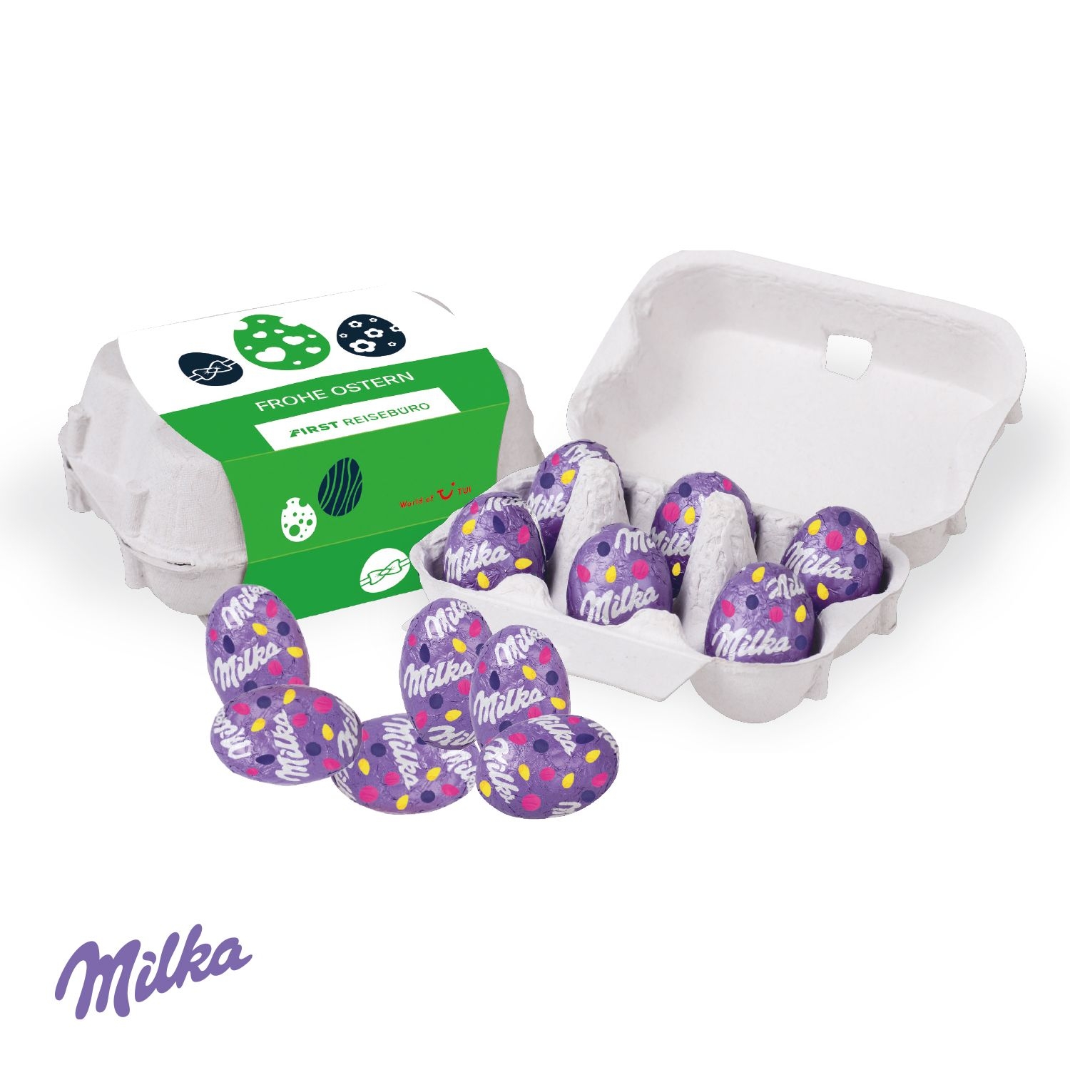 CD94537Schoko-Eier 6er mit Milka Schokolade