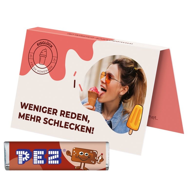JG10174-5Werbekarte Visitenkartenformat PEZ_ PEZ Bonbonriegel_ Cola