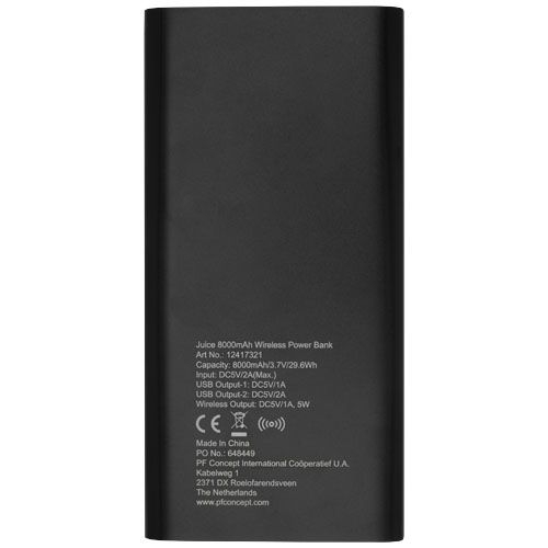 Juice 8000 mAh kabellose Powerbank, schwarz