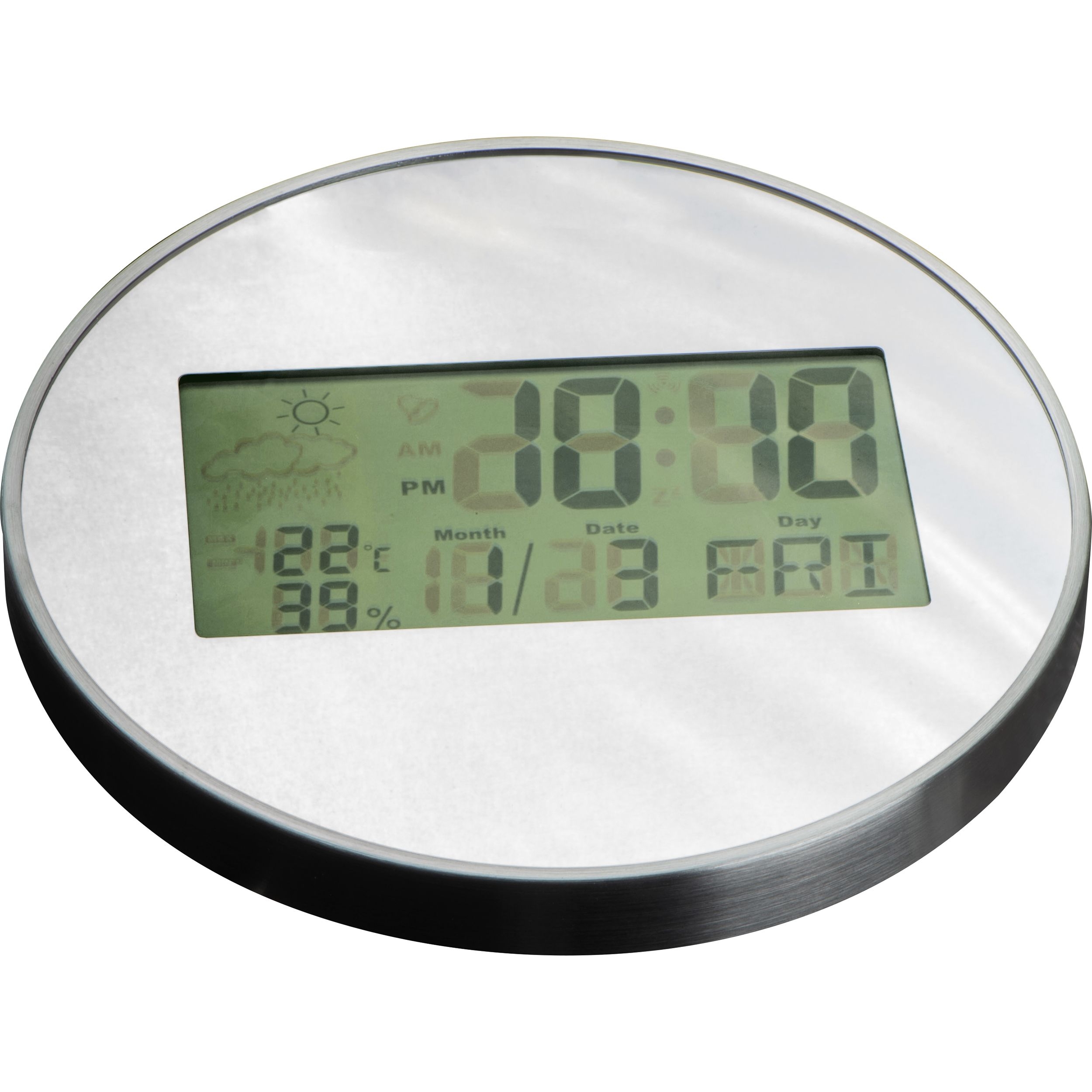 MA33916-07Verspiegelte Wanduhr mit Digitaldisplay TEOBALD_ silbergrau