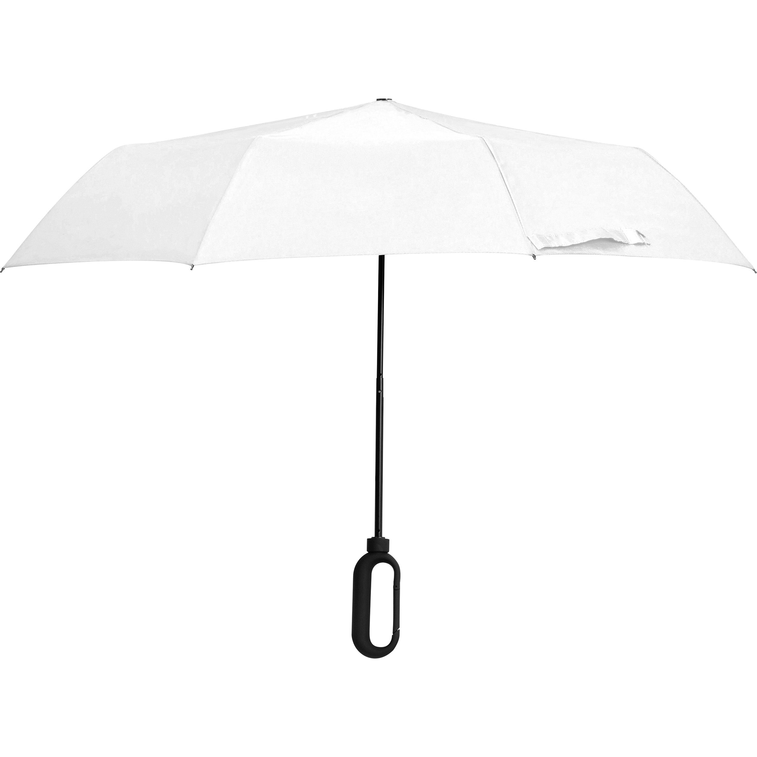 MA40885-06Taschenschirm aus Pongee mit Karabinergriff_ weiss