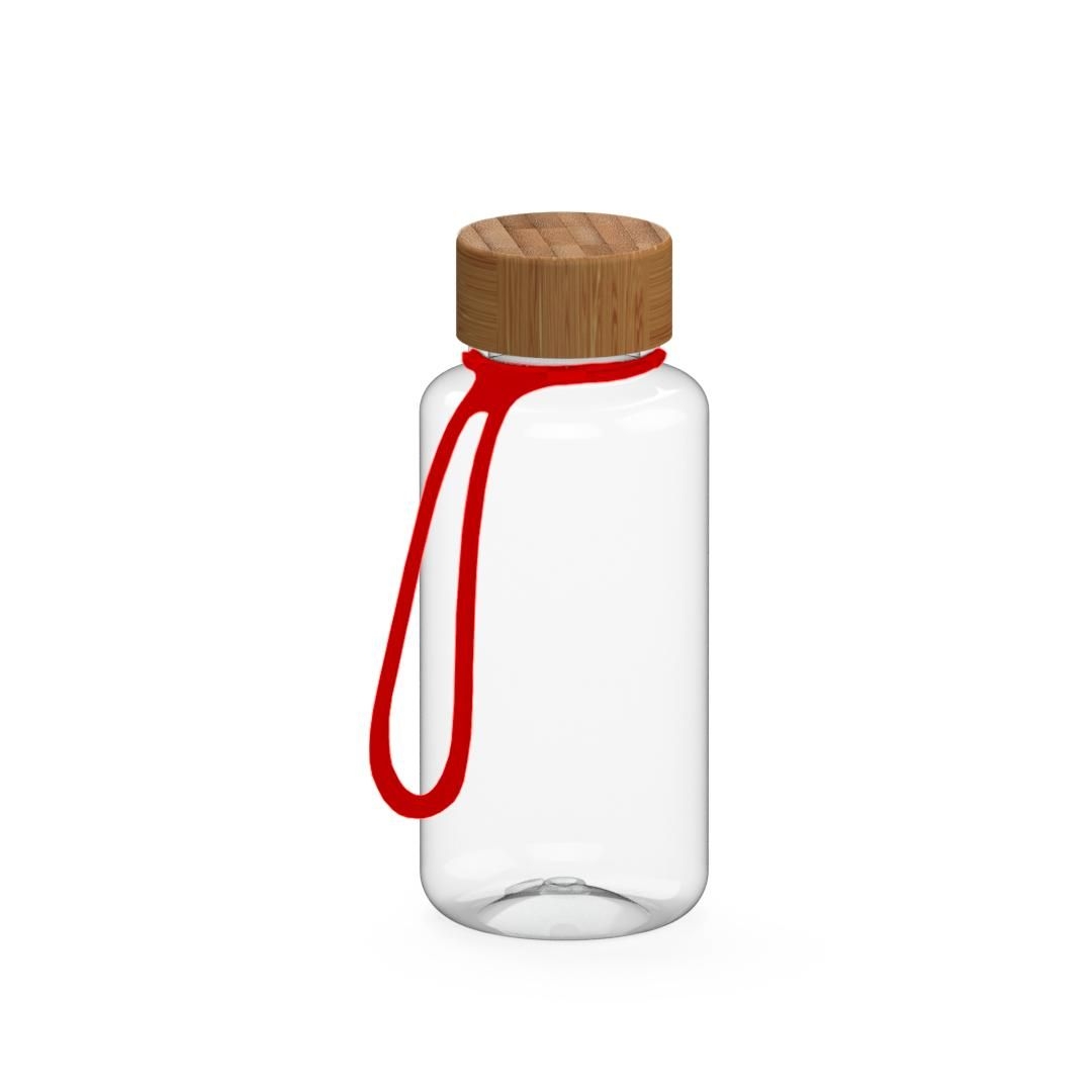 EL01251-3Trinkflasche _Natural_ 700 ml_ inkl. Strap_ transparent_ rot