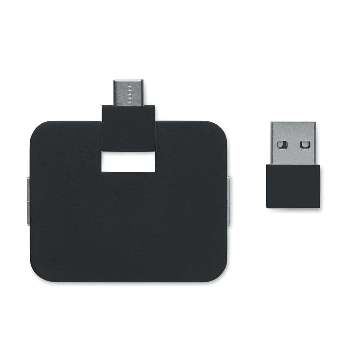 MO2254-03Square-C 4 Port USB Hub_ schwarz