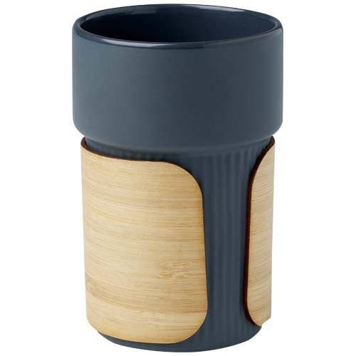 PF100809-3Fika 340 ml Becher mit Bambushuelle_ hale blau