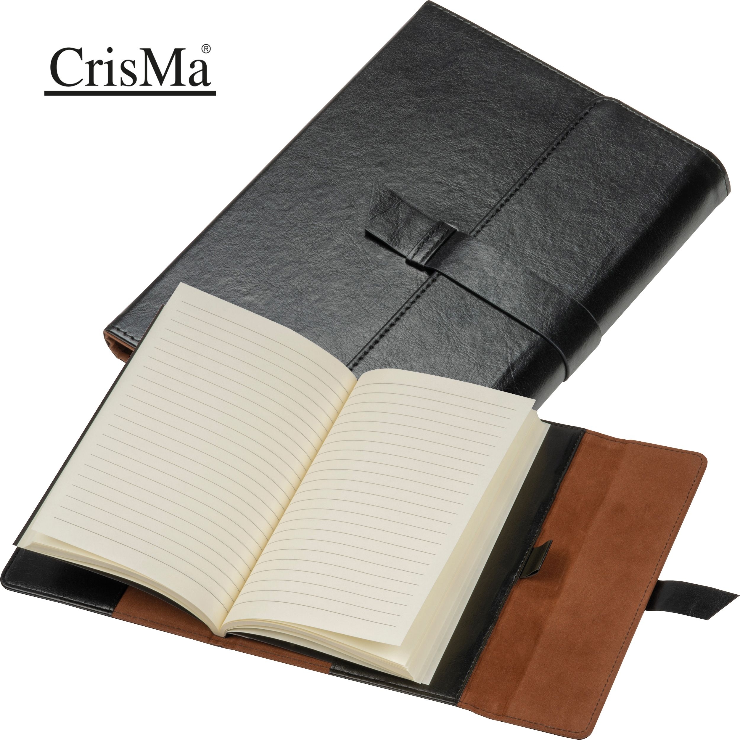 MA24777-03CrisMa Kunstleder Notizbuch A5 mit linierten Seiten EDNA_ schwarz