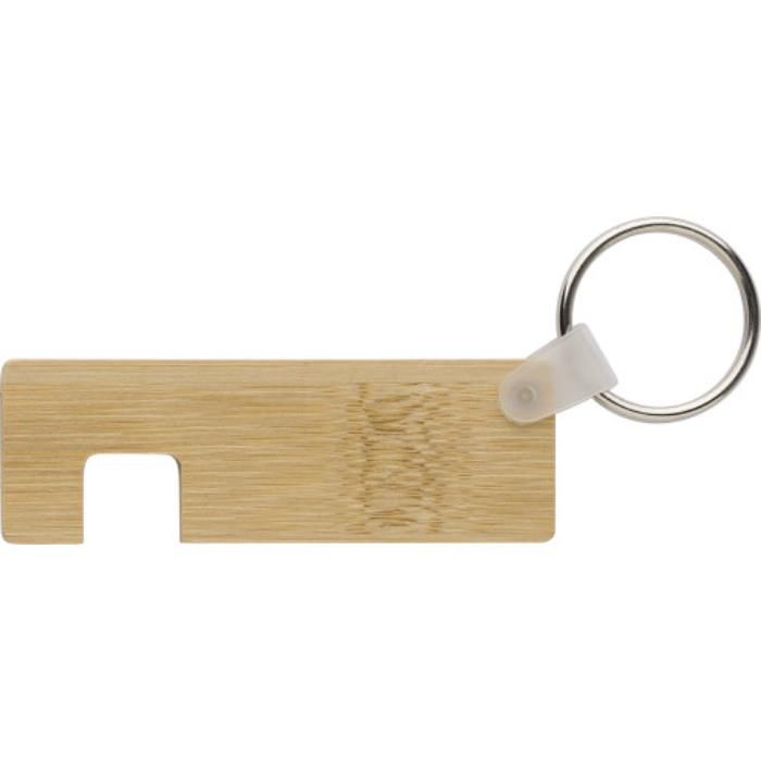 Bambus-Schlüsselanhänger mit Telefonhalterung, Braun