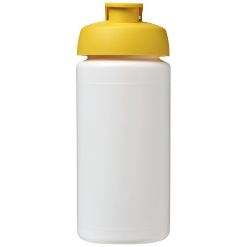 PF210072-11Baseline® Plus grip 500 ml Sportflasche mit Klappdeckel_ weiss_gelb