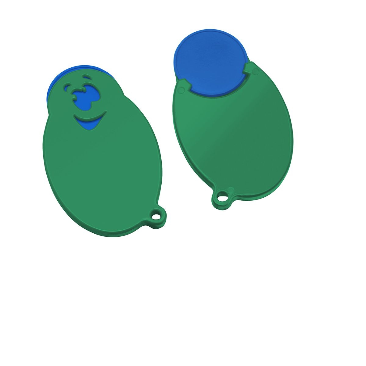 HE7855-3-2Chiphalter mit 1€-Chip _Gesicht_ blau_ gruen