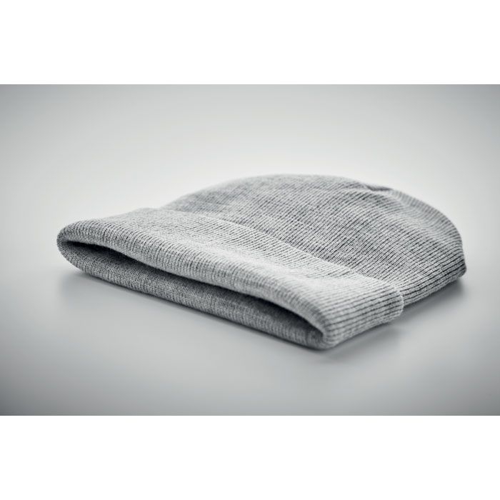 MO9965-34Polo Rpet Beanie mit Umschlag RPET_ weiss_grau