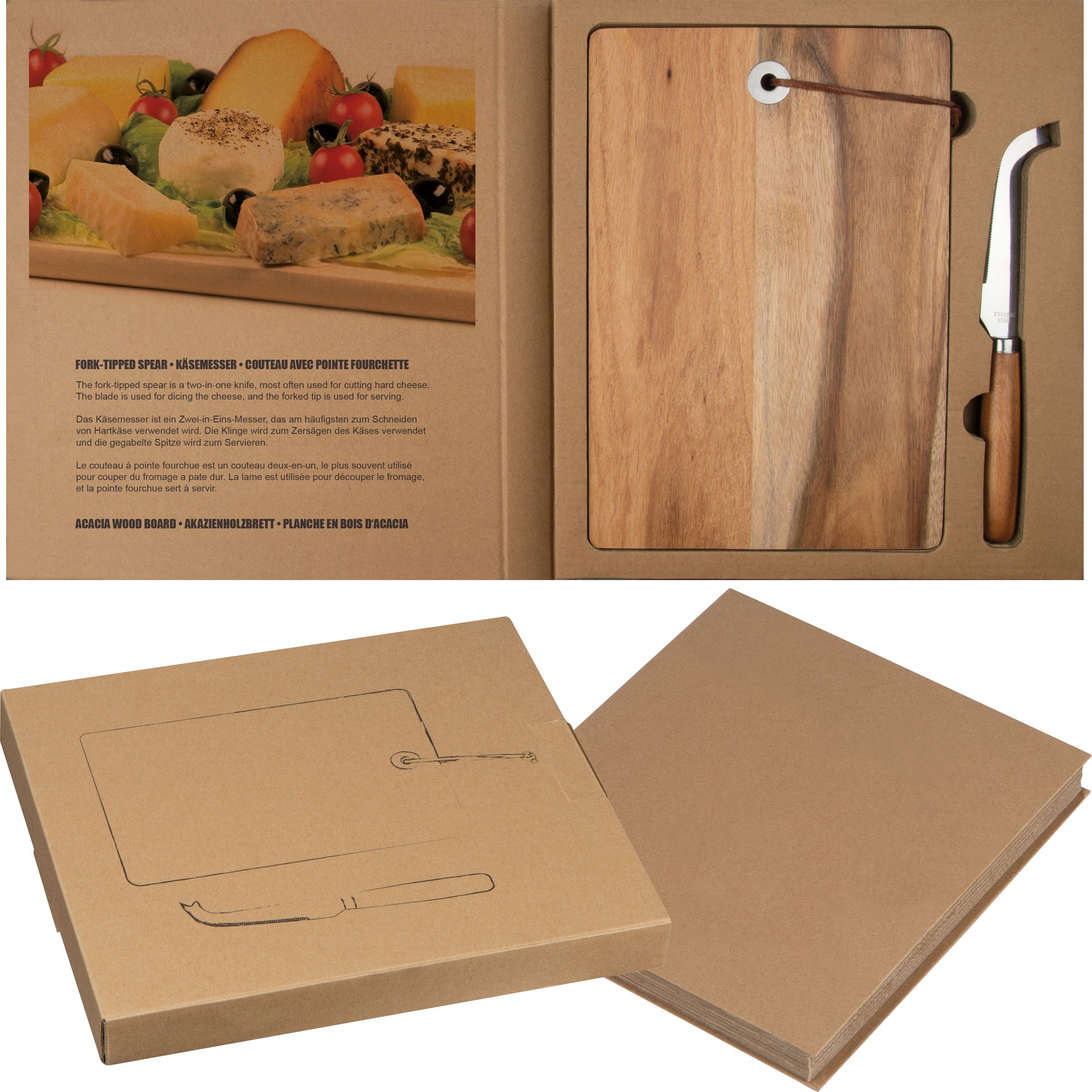 MA80836-01Holzbrett mit Kaesemesser_ braun