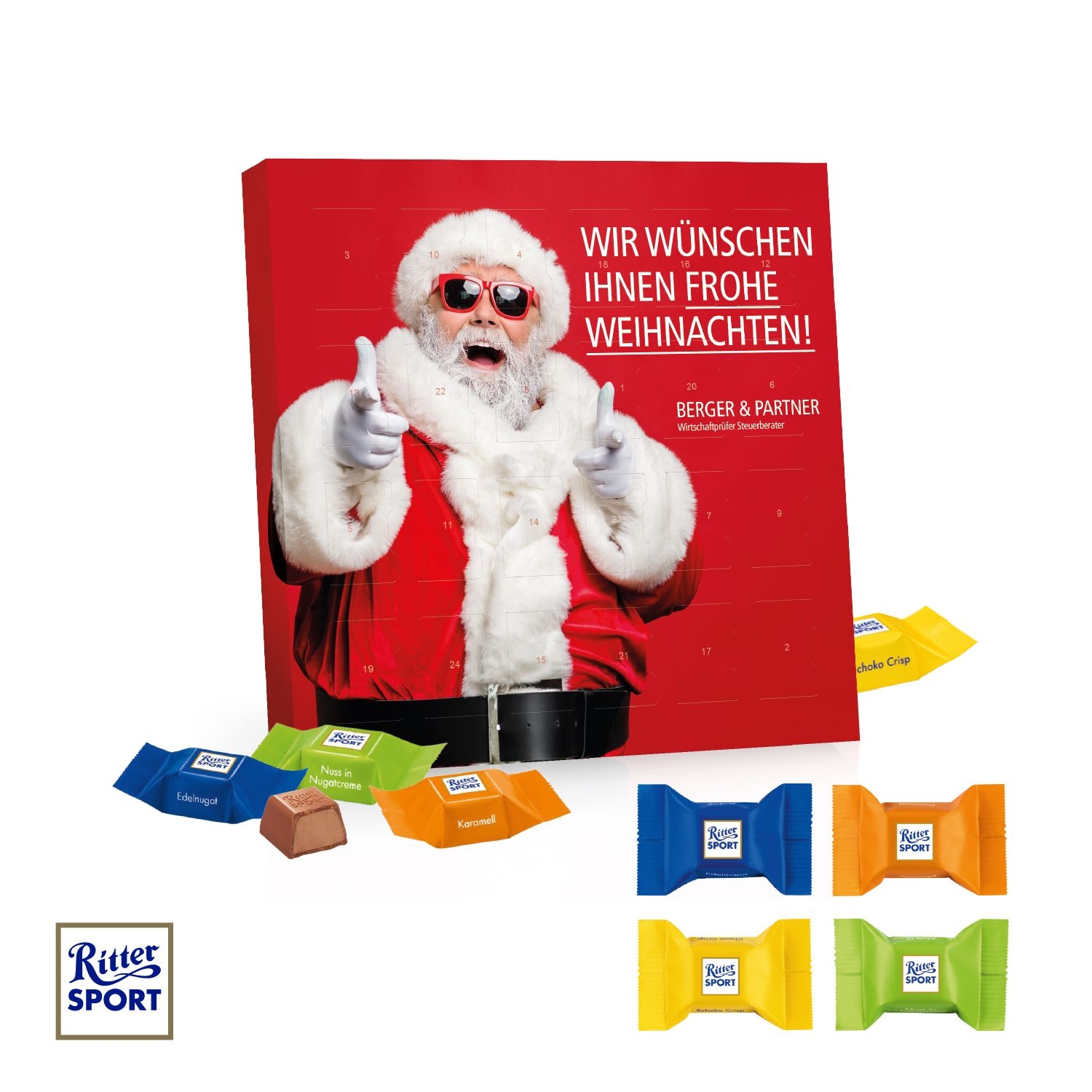 CD95196Tisch-Adventskalender mit Ritter SPORT Schokowuerfel