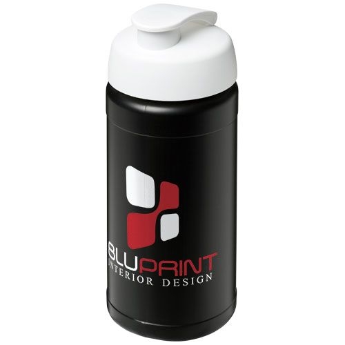PF210068-13Baseline® Plus 500 ml Sportflasche mit Klappdeckel_ schwarz_weiss