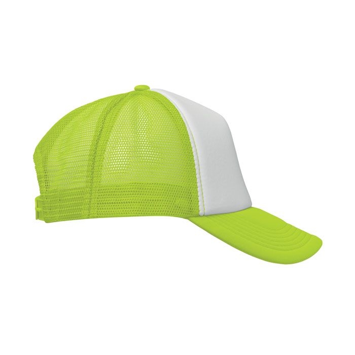 MO2269-84Bubble Trucker cap 5 panels_ weiss_neongelb