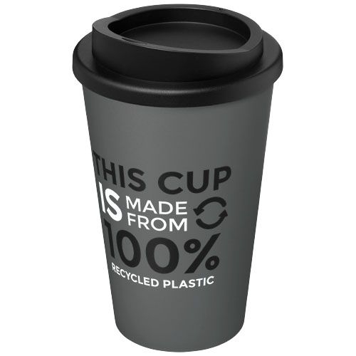 PF210691-8Americano® recycelter isolierter 350 ml Becher_ grau_schwarz