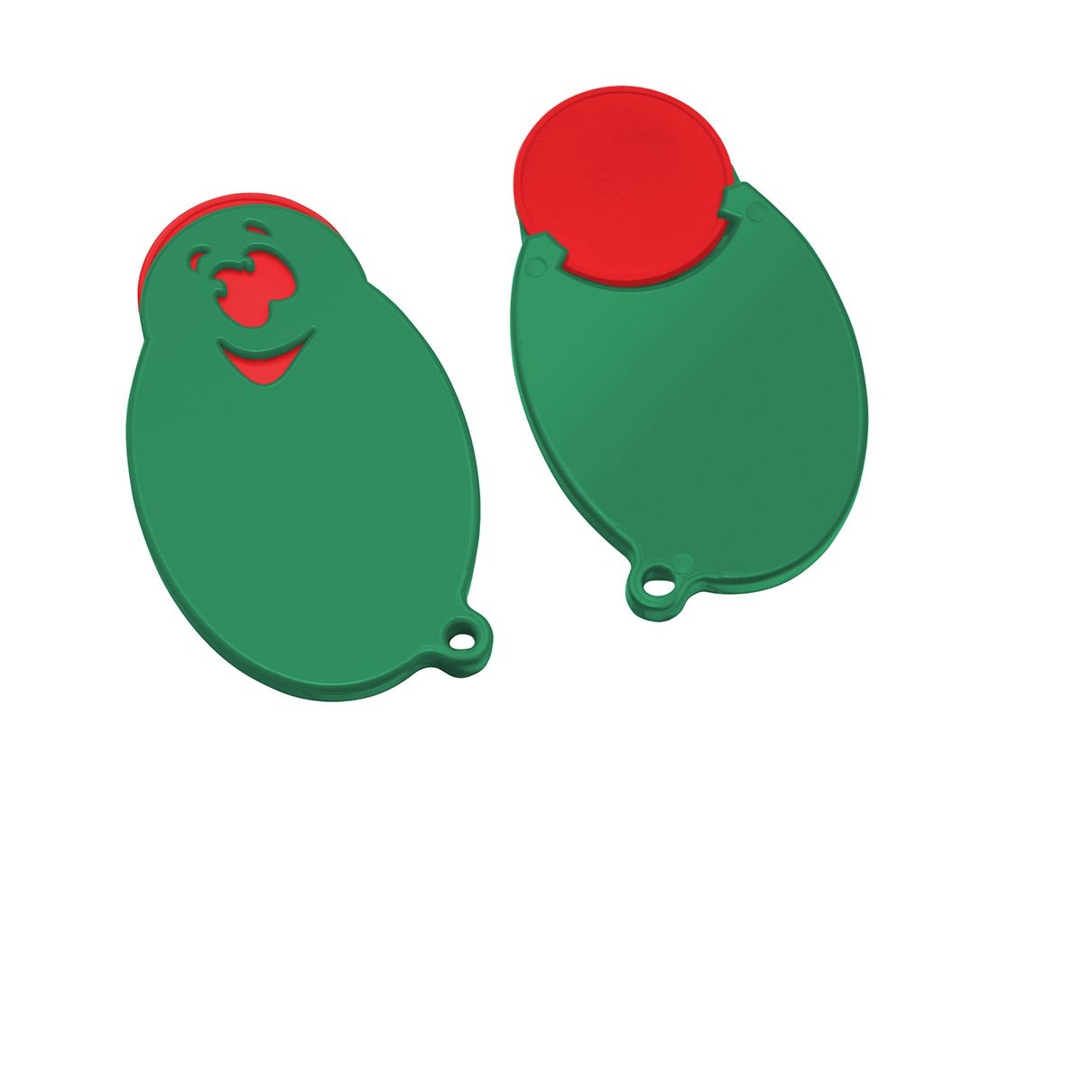 HE7855-1-2Chiphalter mit 1€-Chip _Gesicht_ rot_ gruen