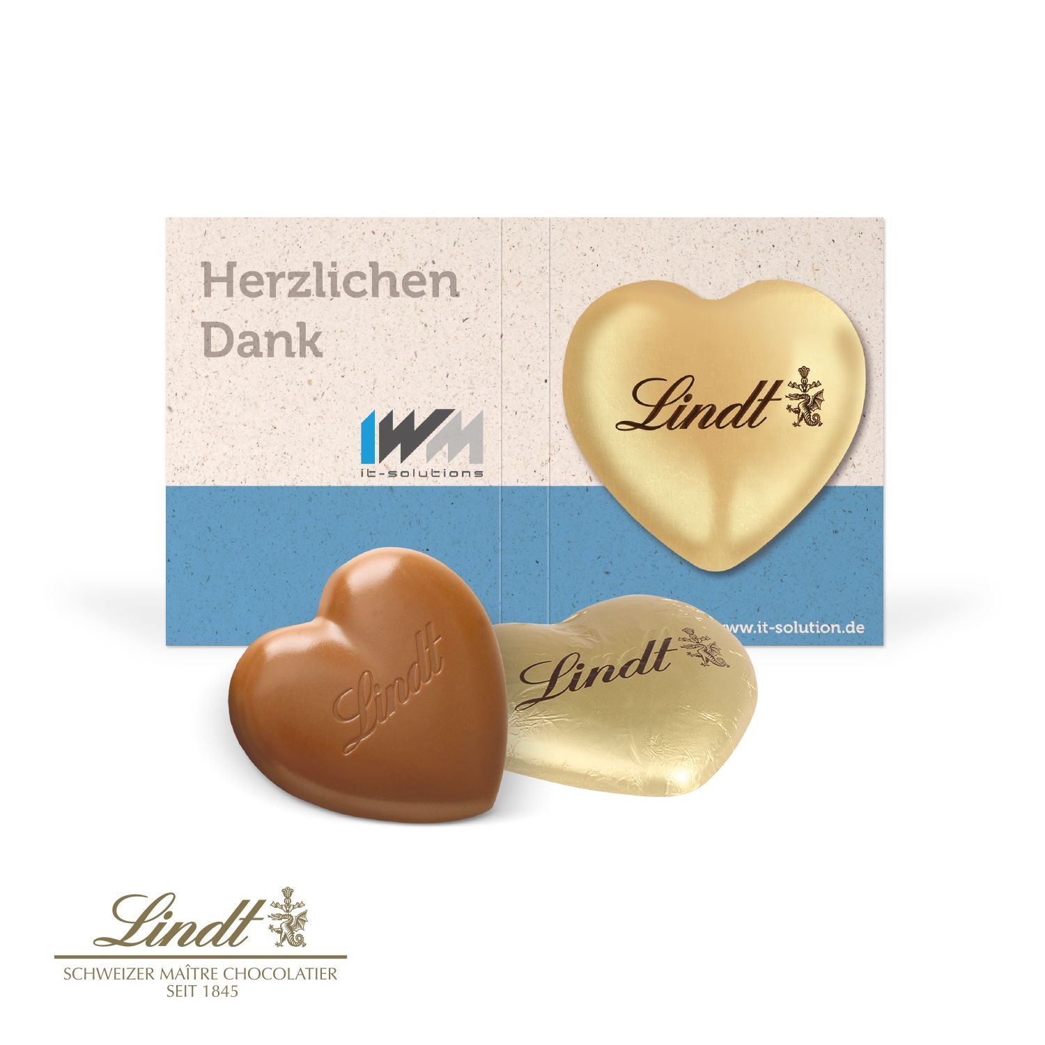 CD91466-01Werbe-Klappkarte mit Schokoladenherz von Lindt_ 20 g_ Lindt Schokoherzen