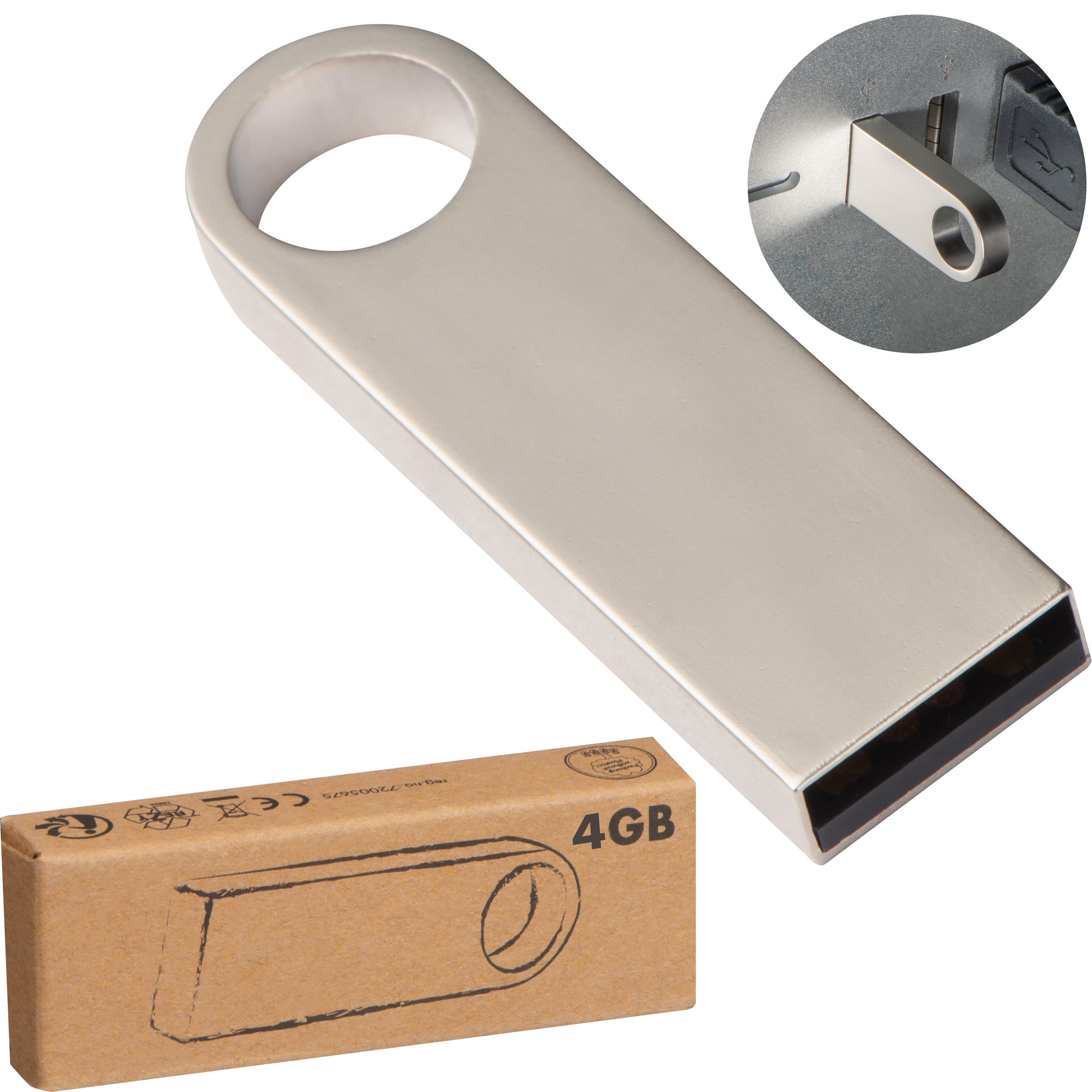 MA22481-07USB Stick Metall 4GB_ silbergrau