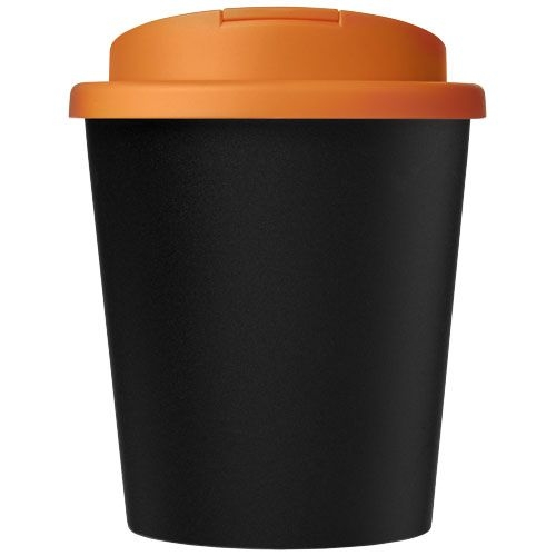 PF210455-3Americano® Espresso Eco 250 ml recycelter Isolierbecher mit auslaufsicherem Deckel _ schwarz_orange