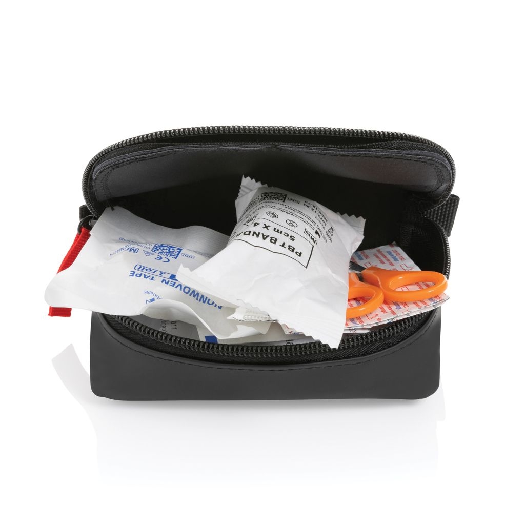 XDP265.40-1Kleines Erste-Hilfe-Set in RCS recycelter Nubuk-PU Tasche_ schwarz