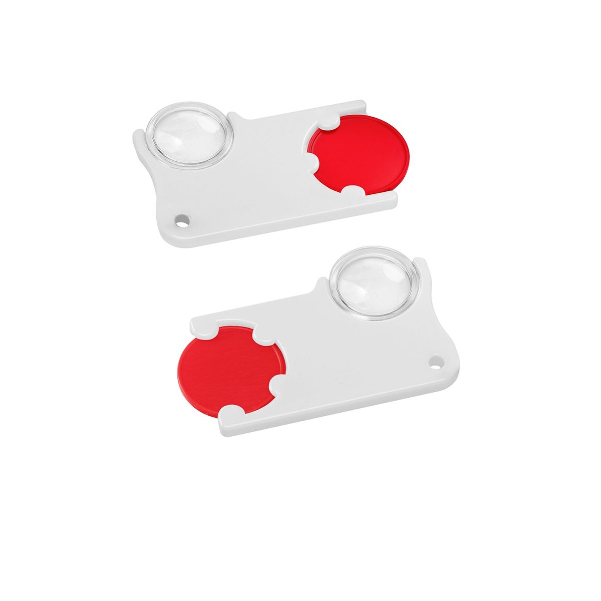 HE8286-1-0Chiphalter mit 1€-Chip und Lupe_ rot_ weiss