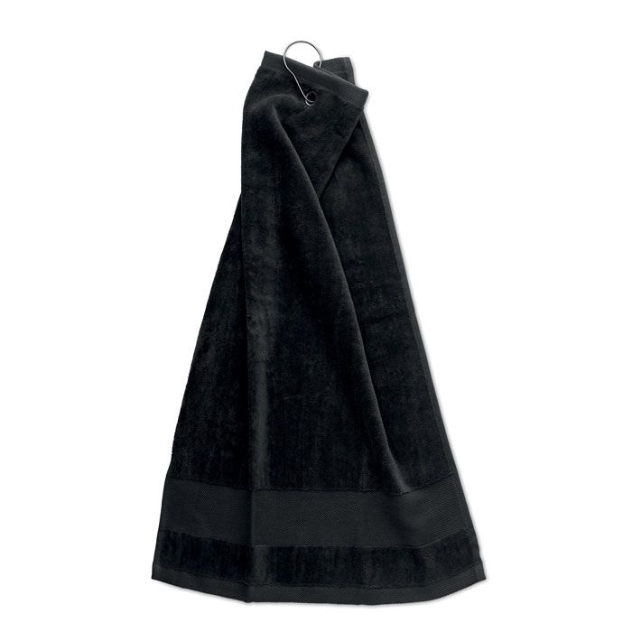 MO6525-03Hitowgo Golfhandtuch mit Haken_ schwarz