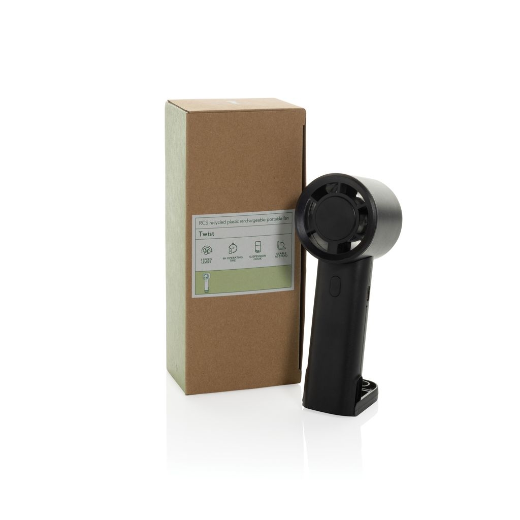 XDP457.07-01Twist wiederaufladbarer tragbarer Ventilator aus RCS rABS_ schwarz
