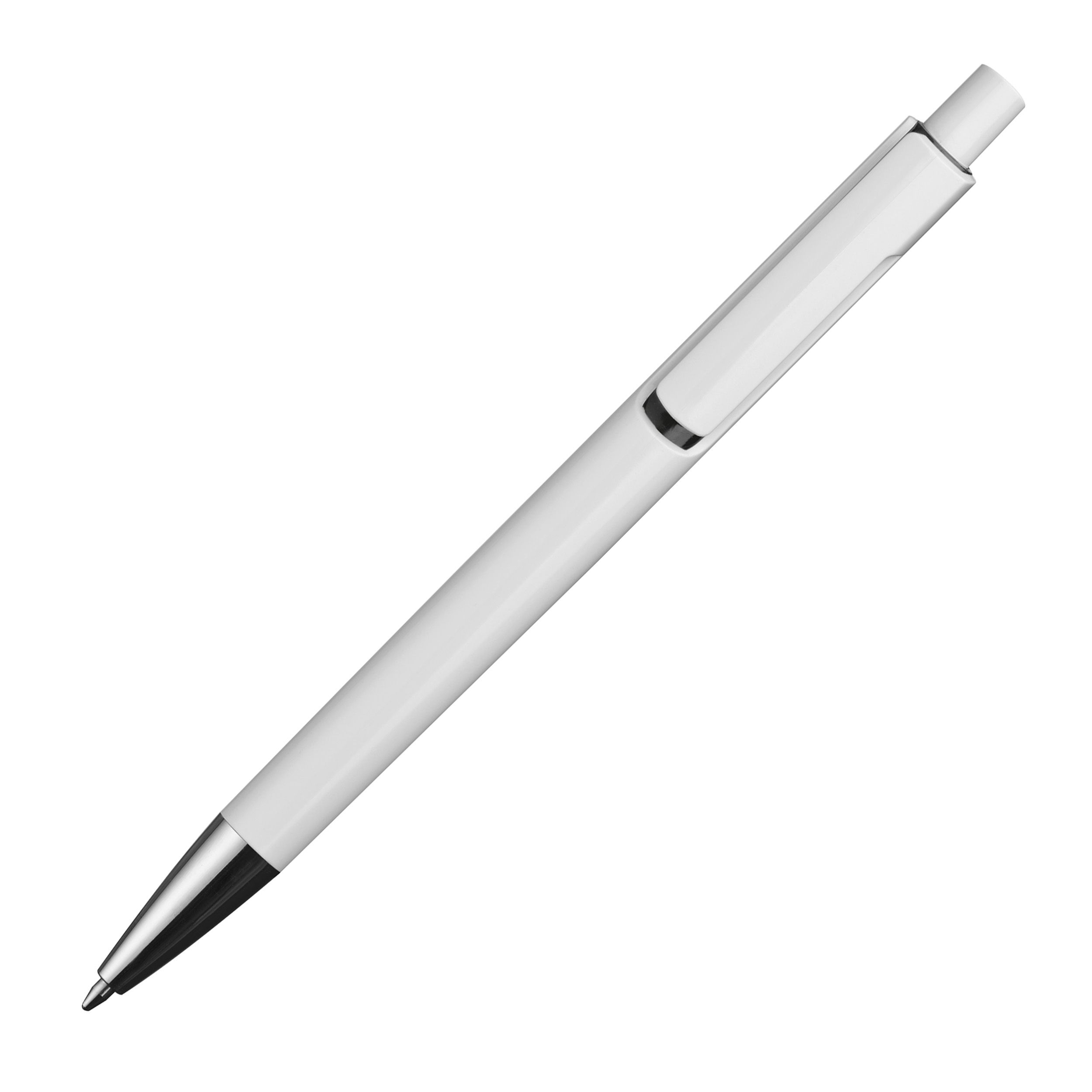 MA13537-03Weisser Kugelschreiber mit farbigen Applikationen _ schwarz