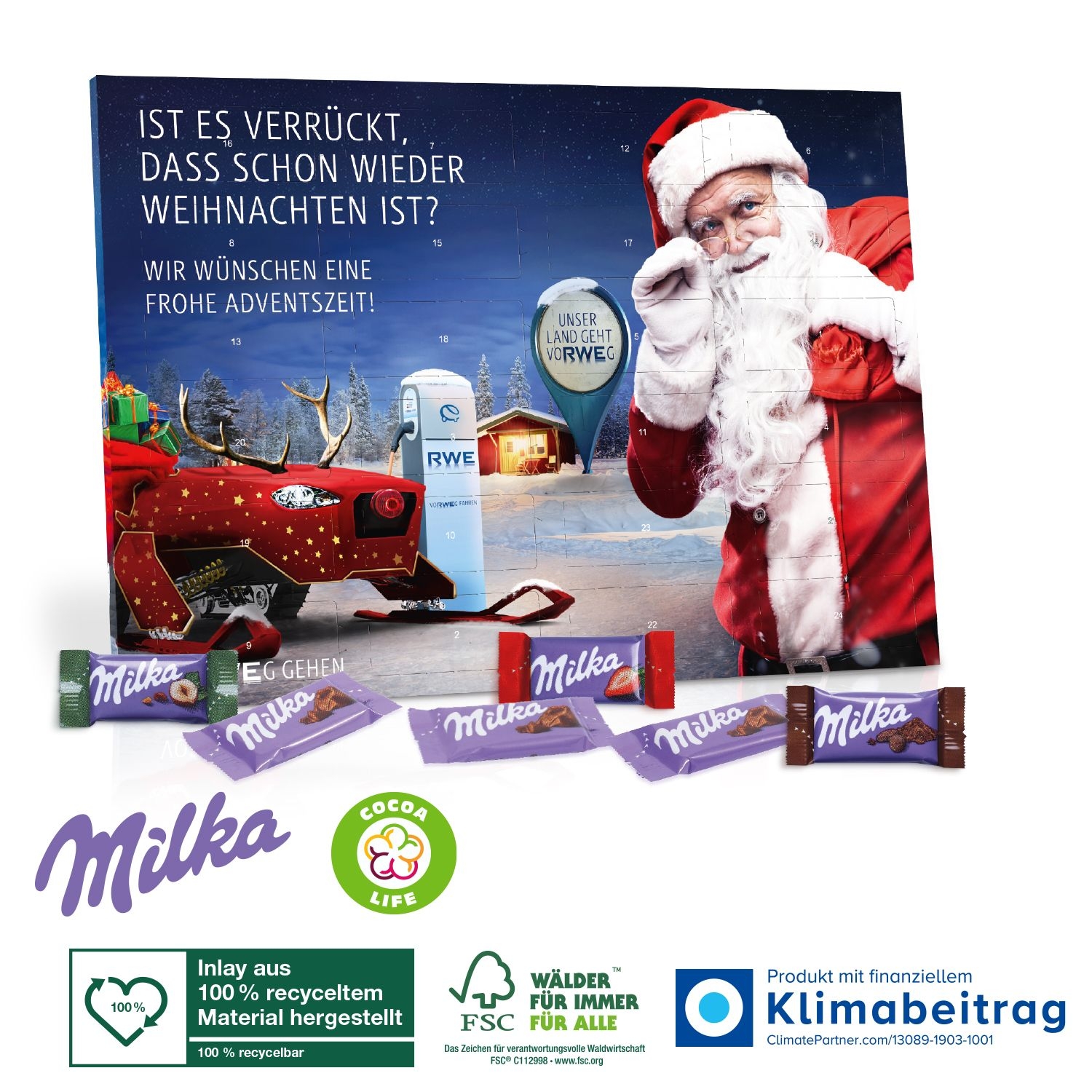 CD95200Tisch-Adventskalender mit Milka Schokolade Mix