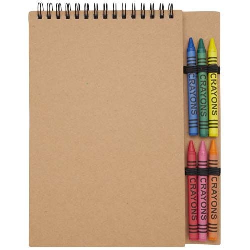 PF107967-1Doodle A5 Softcover Spiralnotizbuch mit Farbstiftset_ natur