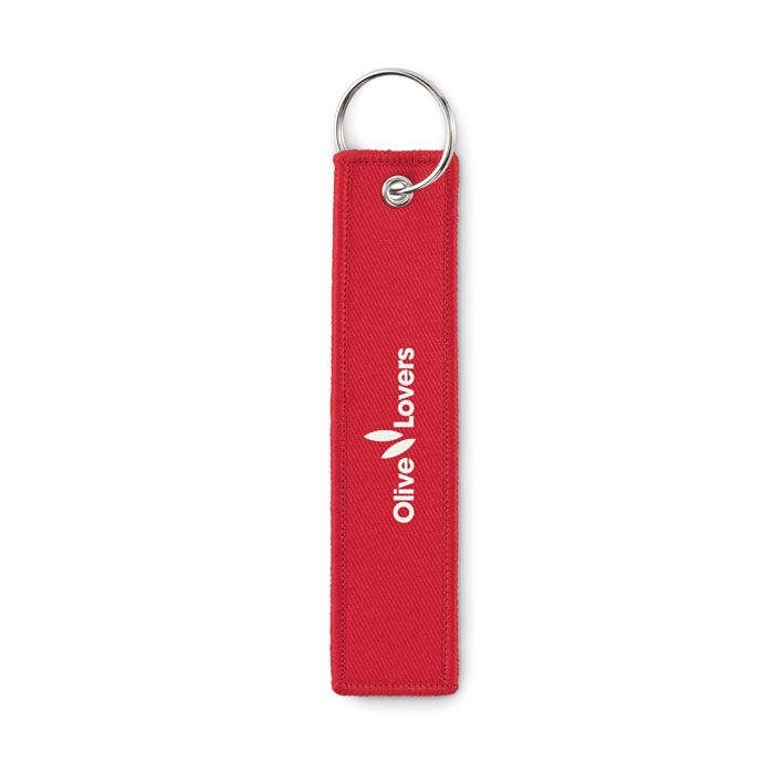 MO2463-05Takeoff Schluesselring Polyester Tag_ rot