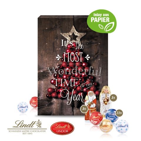 CD55343Adventskalender mit Lindt Mix und Gutschein-Option