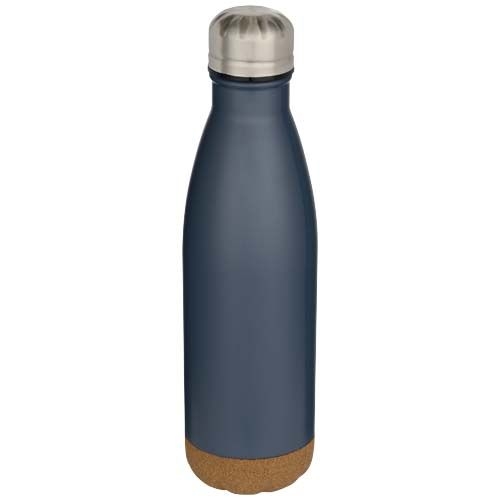 PF100892-5Cove 500 ml doppelwandige_ vakuumisolierte Trinkflasche aus Edelstahl mit Korkdetails_ hale blau
