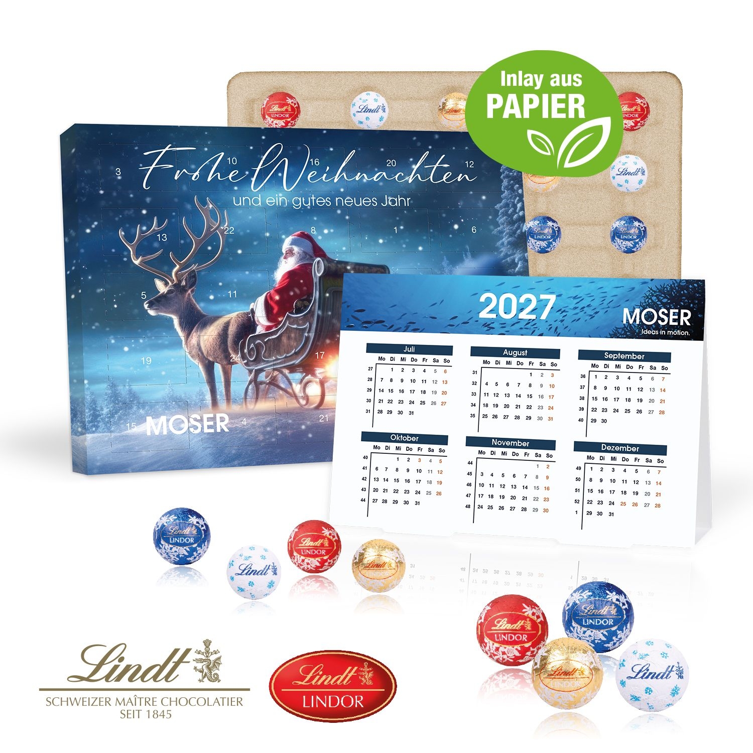 CD55367-01„2 in 1“ Marken-Adventskalender Lindt Lindor Minis mit Jahresplaner_ Inlay aus Papier_ Motiv-Vorlage