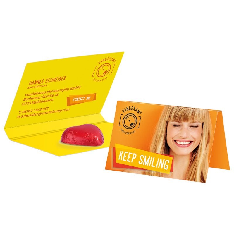 JG10173-1Werbekarte Visitenkartenformat Herz_ Schokoherz