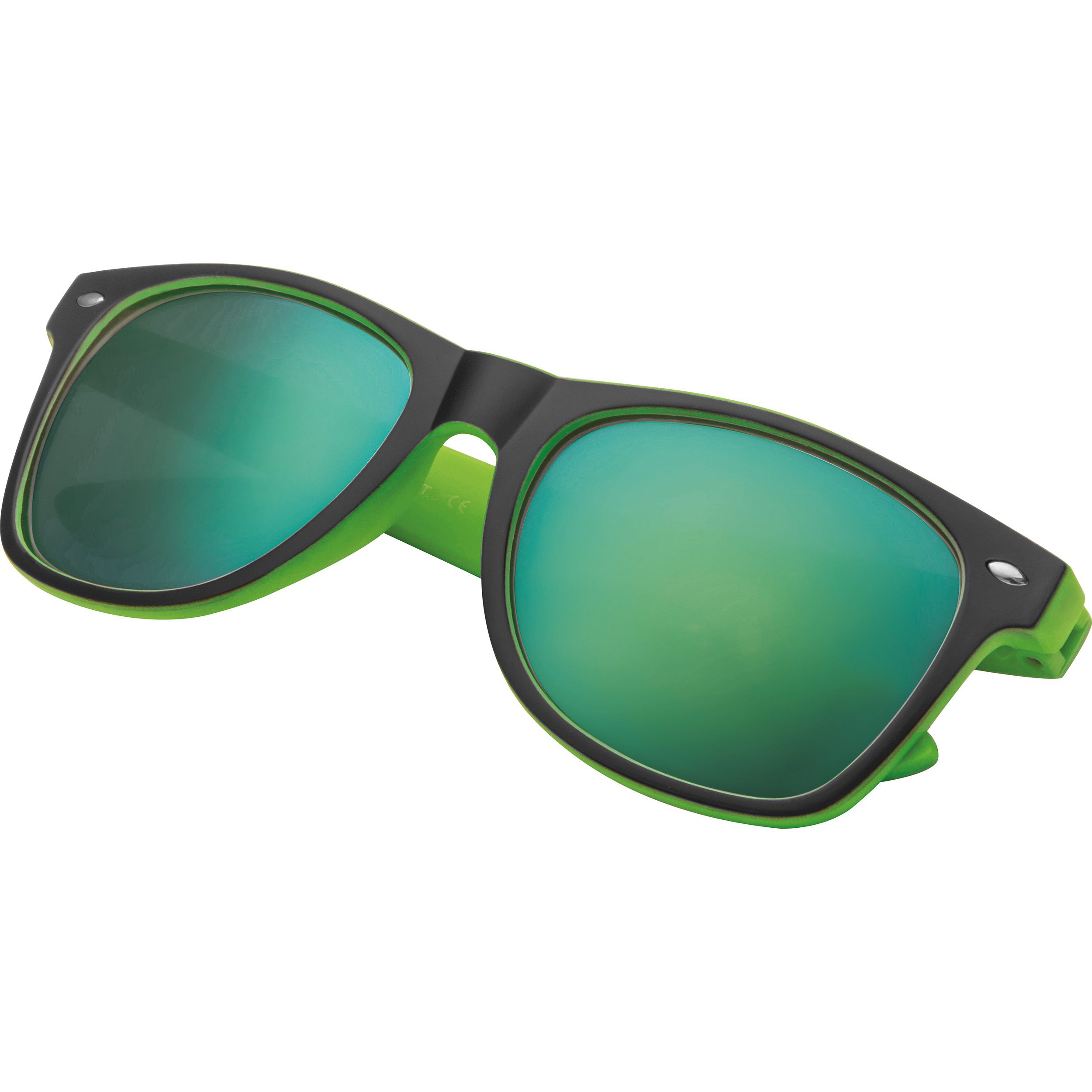 Sonnenbrille aus Kunststoff mit verspiegelten Gläsern, UV 400 Schutz, grün