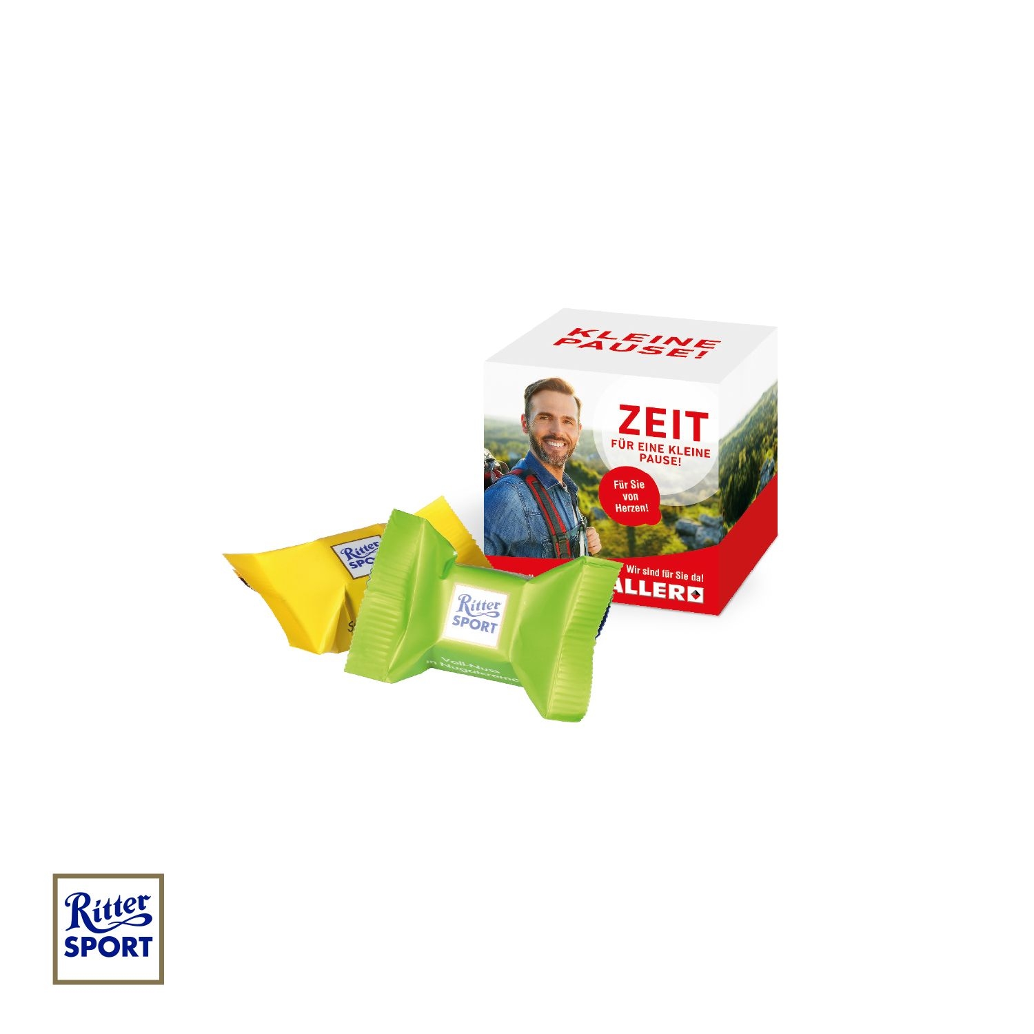 CD91619Werbewuerfel mit Ritter SPORT Schokowuerfel