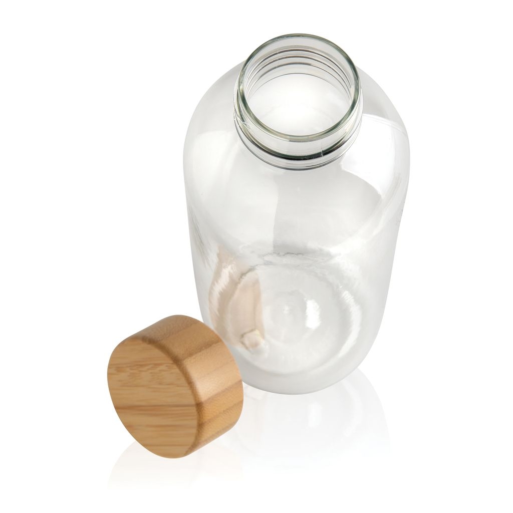 XDP433.09-0RCS rPET Flasche mit Bambus-Deckel_ transparent