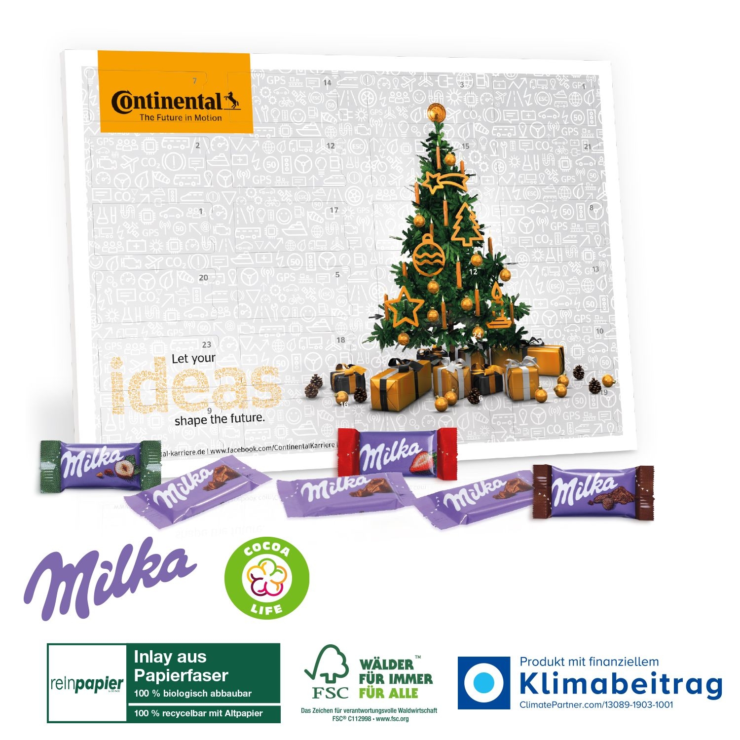 CD55359Tisch-Adventskalender Organic mit Milka Schokolade Mix